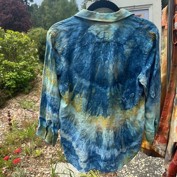 Chaps cotton button down shirt upcycle ice dyed by Allison Backman Size M - Picture 2 of 4
